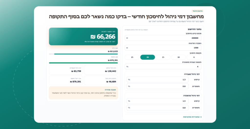 מחשבון דמי ניהול: חשיבות ההשפעה על החיסכון החודשי שלכם